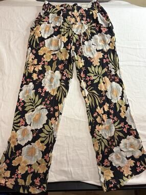 Billabong Women’s Floral Wide Leg Beach Pants Size S Tropical Boho Viscose